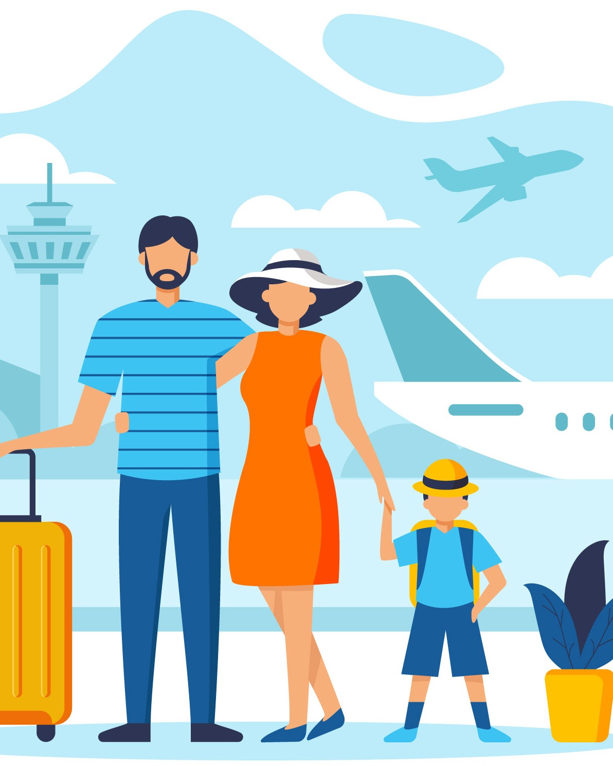 Family travelling together at the airport